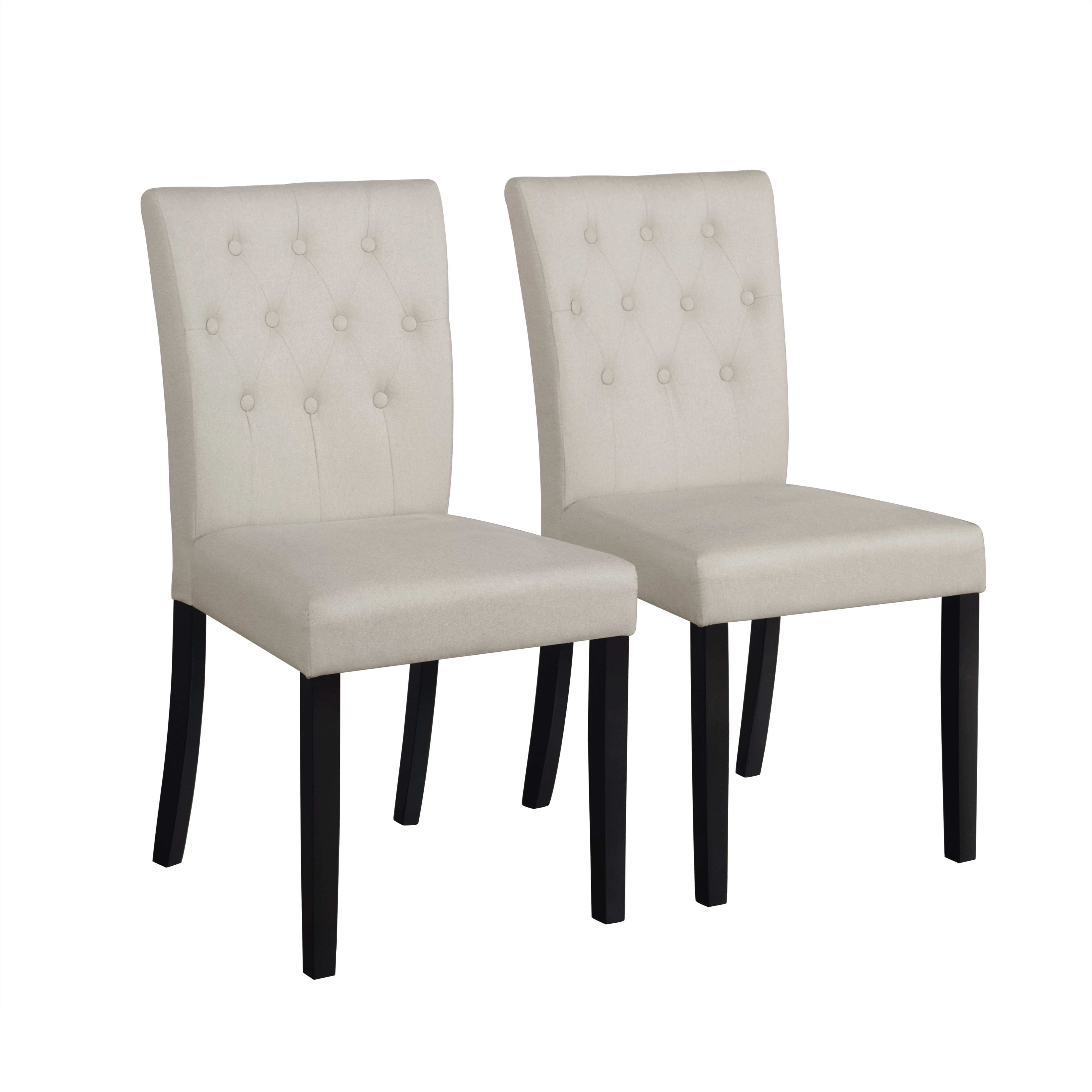 Castle Place Modern Wooden Upholstered Linen Dining Chairs, Beige, Set of 2