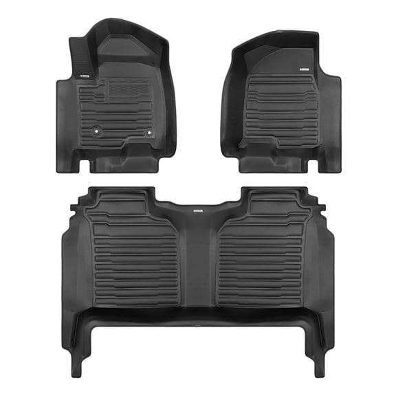 TuxMat - For Chevrolet Silverado 1500 Crew Cab 2019-2026 Models - Custom Car Mats - Maximum Coverage, All Weather, Laser Measured - This Full Set Includes 1st and 2nd Rows