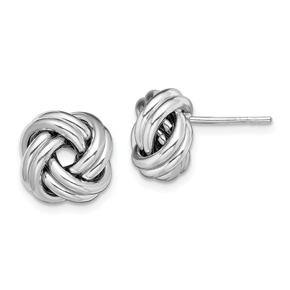 .925 Sterling Silver Love Knot Stud Earrings Studs 14k Gold or Rhodium Plated 