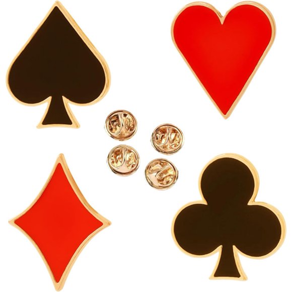 shiyou-4 pcs Playing Card Enamel Lapel Pin Poker Playing Hand Cards Brooch Pin Playing Cards Brooch