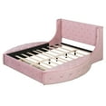 thumbnail image 5 of Upholstered Platform Bed Queen Size with Wingback Headboard Velvet Storage Bed Frame with Large Drawer and 2 Side Stools Pink, 5 of 9