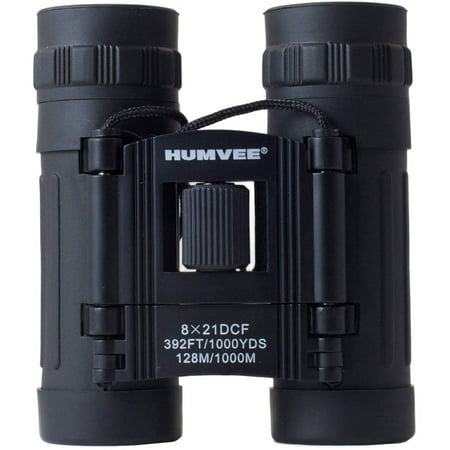 Anti-Reflective Compact Binoculars with Carrying Case, Humvee, 8x21, Black