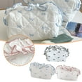 thumbnail image 2 of Cute Cosmetic Bag, Quilted Bow Makeup Bag Set, Travel Organizer Bag, Cotton Aesthetic Makeup Pouch for Women Girls B7U7, 2 of 6