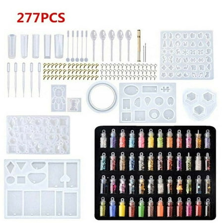 Casting Storage Accessories Craft Bracelet Resin Crystal Glue Jewelry Tools Set Jewelry Making Kit DIY Decoration Silicone Mold C 277PCS