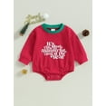 thumbnail image 2 of Franhais Baby Girls Christmas Crewneck Romper Long Sleeve Letter Print Loose Fit Playsuit 3-24 Months, 2 of 7