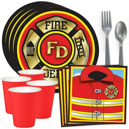 Firefighter Birthday Party Standard Tableware Kit Serves 8