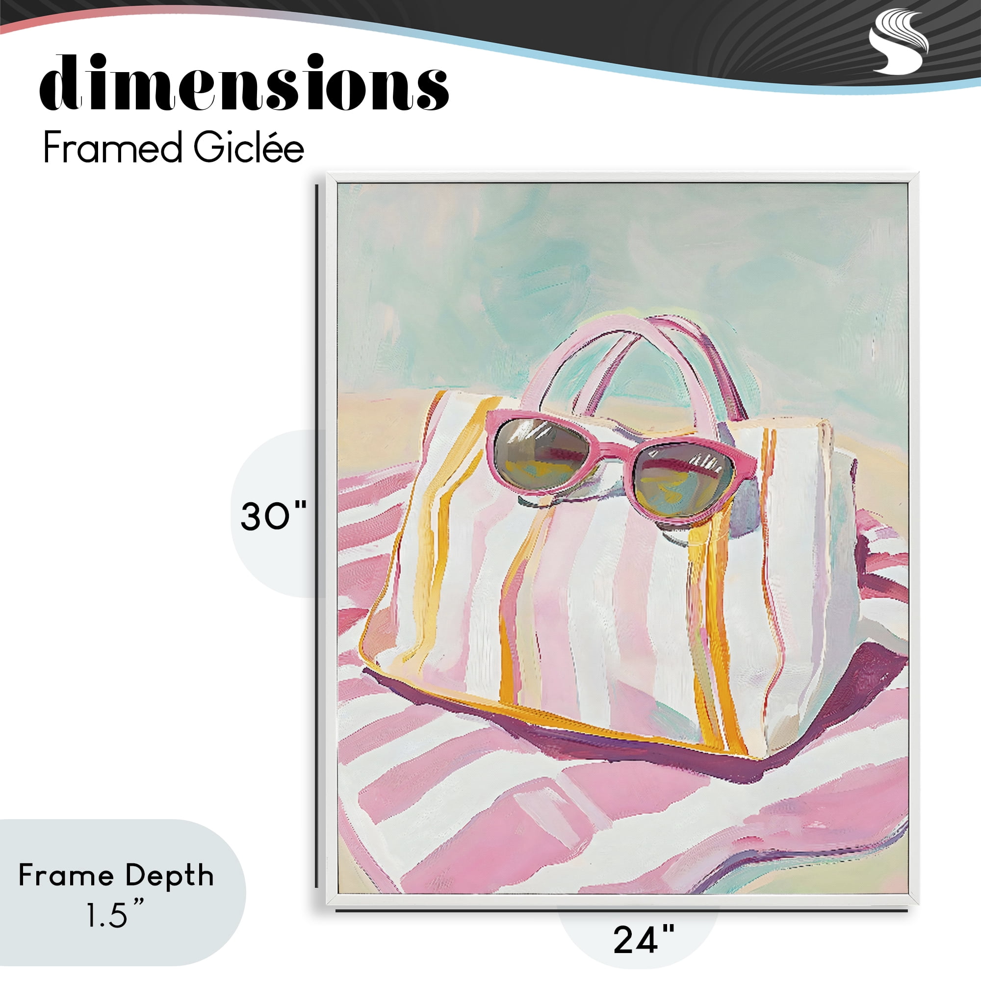 Stupell Industries Beach Bag & Sunglasses White Framed Giclee Art, design by The Prints Vibe