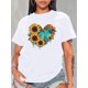 thumbnail image 1 of Camiseta de cuello redondo con estampado de girasoles playeros, camiseta deportiva de manga corta de moda, ropa de mujer, top deportivo de ocio, 1 of 7
