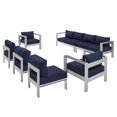 thumbnail image 3 of Modway Shore Sunbrella® Fabric Outdoor Patio Aluminum 7 Piece Sectional Sofa Set in Silver Navy, 3 of 5
