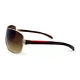 thumbnail image 3 of Mens European Fashion Oversized Curved Shield Sport Metal Rim Sunglasses Gold - Brown, 3 of 4