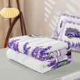 thumbnail image 5 of Erosebridal Cute Lavender Zipper Queen Comforter Set with Fitted Sheet and 2 Pillowcases, Botanical Floral Zipper Bedding Set, Gray Reversible, Violet White, Gray Reversible, 5 of 7