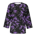 thumbnail image 7 of Taqqpue Womens 3/4 Length Sleeve Fall Shirts Casual Crew Neck Button Blouses Tops Business Dressy Floral Printed T Shirts, 7 of 7