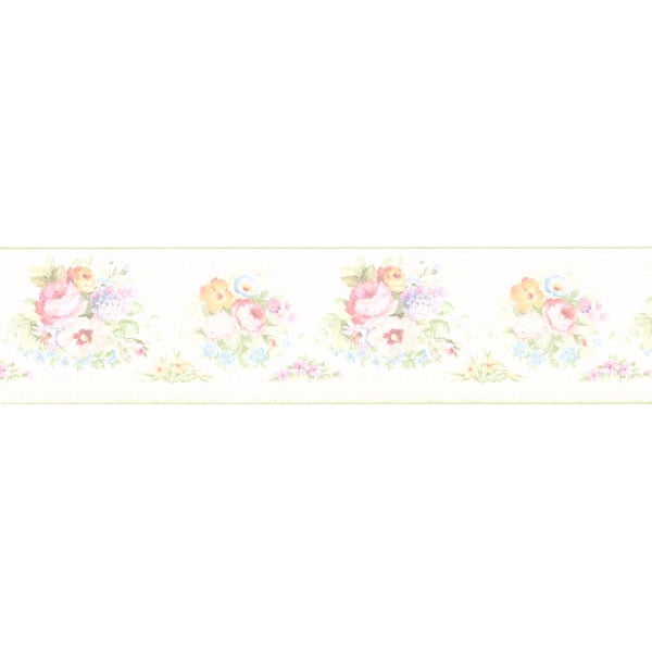 Brewster Vicky White Victorian Floral Border