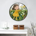 thumbnail image 4 of Girl Pluck Flowers Wall Clock Modern Decor Acrylic Clock Golden Hands 9.5in, 4 of 12