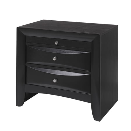 Bedroom Wooden Nightstand With Black Finish 2 Drawers And 1 Tray & In For A Stylish