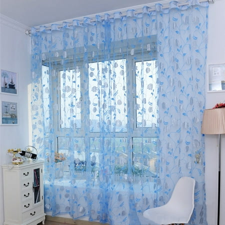KABOER European Style Fashion Jacquard Sheer Curtain Bedroom Window Tulle Glass Screen Pink Yellow Green Blue Gilded Drapes