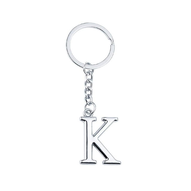 Keychain Initial Letter Key Chain Silver for Men Women Personalized Alphabet Monogram Keychain for Car Keys, K