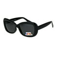 thumbnail image 2 of Womens Polarized Antiglare Lens Mod Rounded Rectangle Plastic Rim Sunglasses All Black, 2 of 3