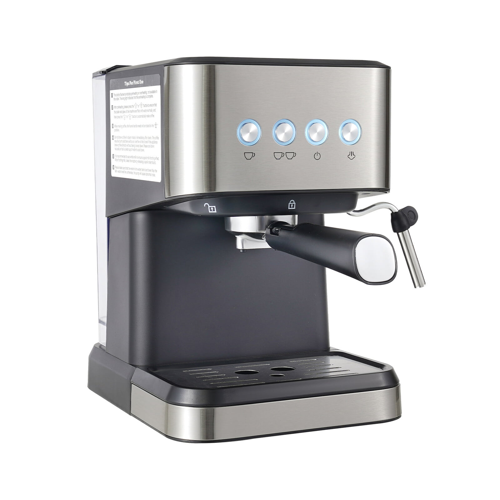 Semi-Automatic Espresso Machine, 1050W Coffee Maker with 15-20 Bar Pressure, 50.7 Oz Large Water Tank for Home Use
