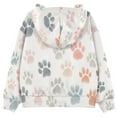 thumbnail image 2 of Kids' Hooded Pullover Sweatshirt Casual Tops Long Sleeve Print Hoodies Pocket Watercolor Dog Paw Prints, 2 of 9