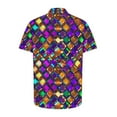thumbnail image 6 of Cloaraye Mens Button Down Shirt Carnival Printed Turndown Collar Short Sleeve Summer T Shirts Mardi Gras Beach Vacation Holiday Tops, 6 of 6