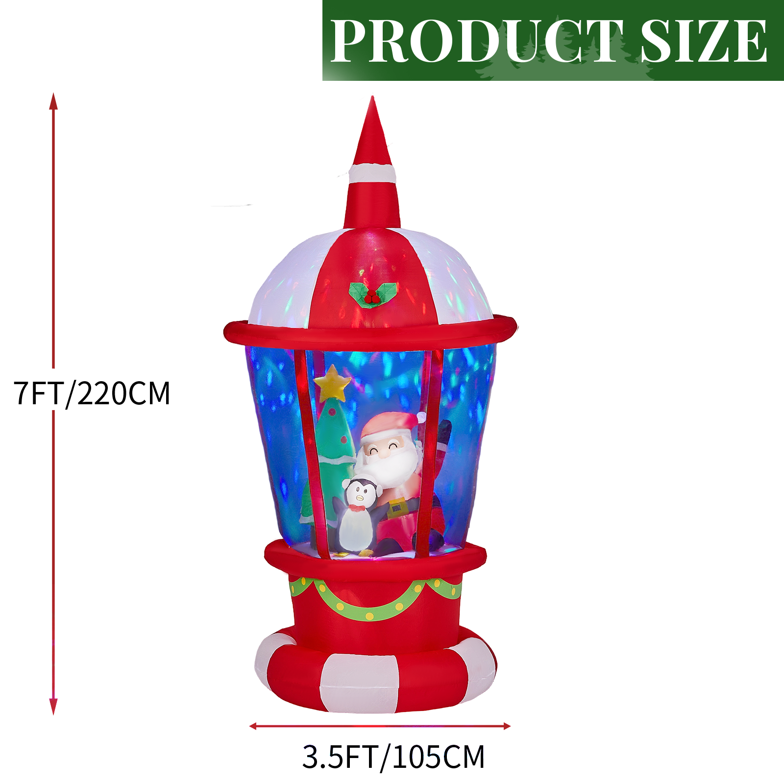Astoutdoor 7.3 ft Lighted Christmas Inflatable Decoration, Inflatable Lighthouse with Santa and Penguin, Blow Up Yard Decoration with Built-in LED Lights for Front Yard Lawn Garden Decor