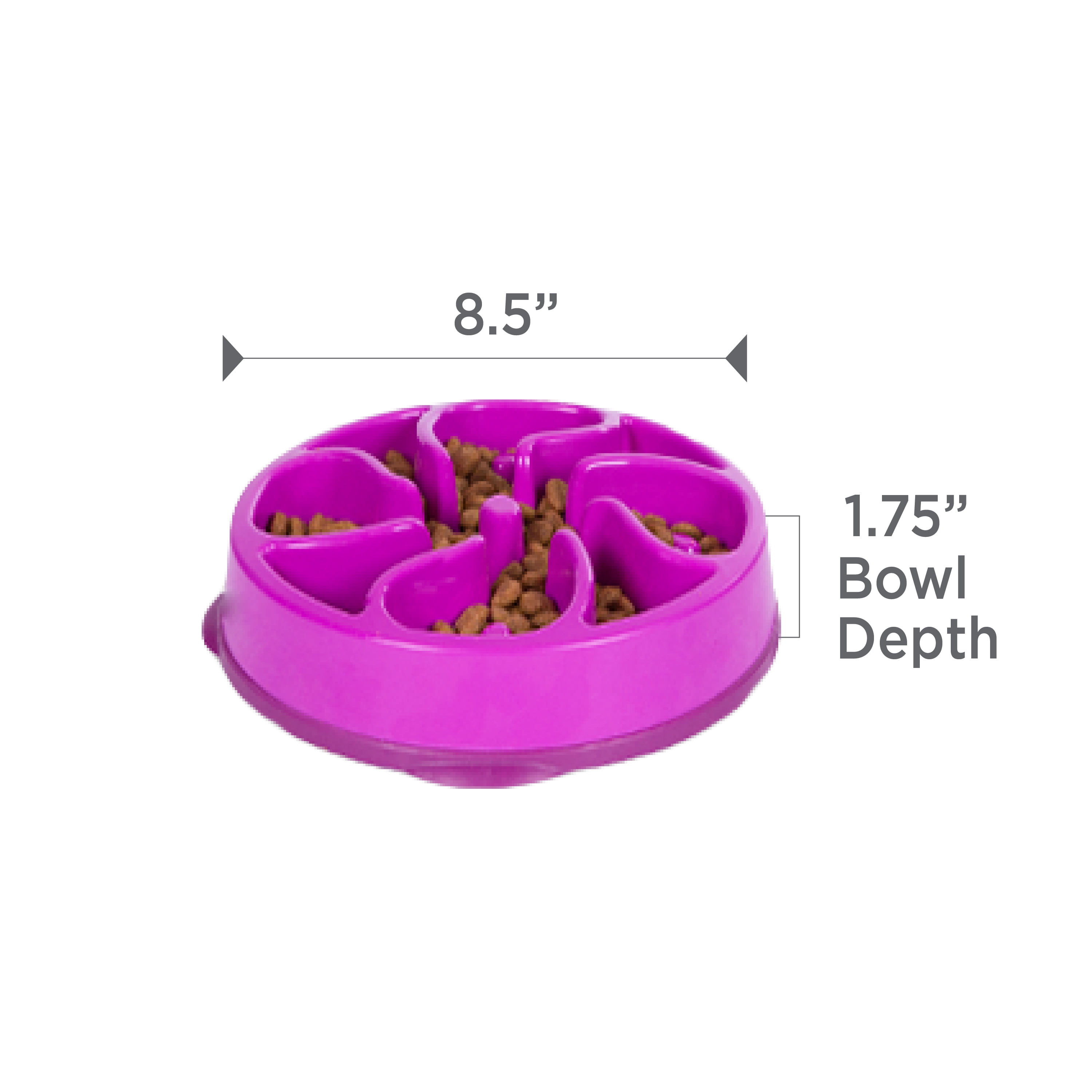 (2 pack) Outward Hound Fun Feeder Slo Bowl – Medium 2‑Cup Capacity, Slow Feeding, Small to Medium Dogs & Cats, Non-Slip, Purple, Flower Pattern