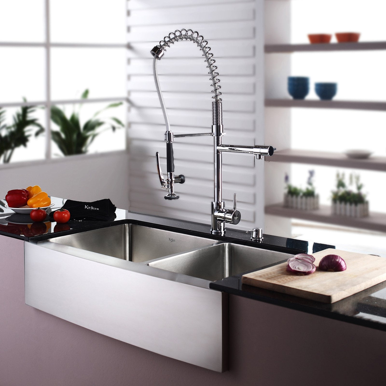 Kraus Khf203 36 Kpf1602 Ksd30ch Double Basin Farmhouse Kitchen Sink With Faucet