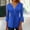 Blue, variant on Women's Flared 3/4 Sleeve Tunic Tops V-Neck Button Up Floral Blouse Summer Hide Belly Casual Pleated Basic Pullover Green M