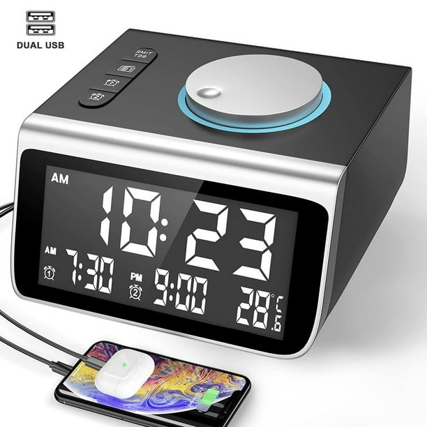 Digital Alarm Clock With Fm Radio Dual, Radio Alarm Clock Battery Operated