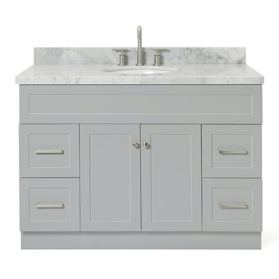 Ariel Hamlet 49 In. Oval Sink Vanity With Carrara White Countertop In Grey