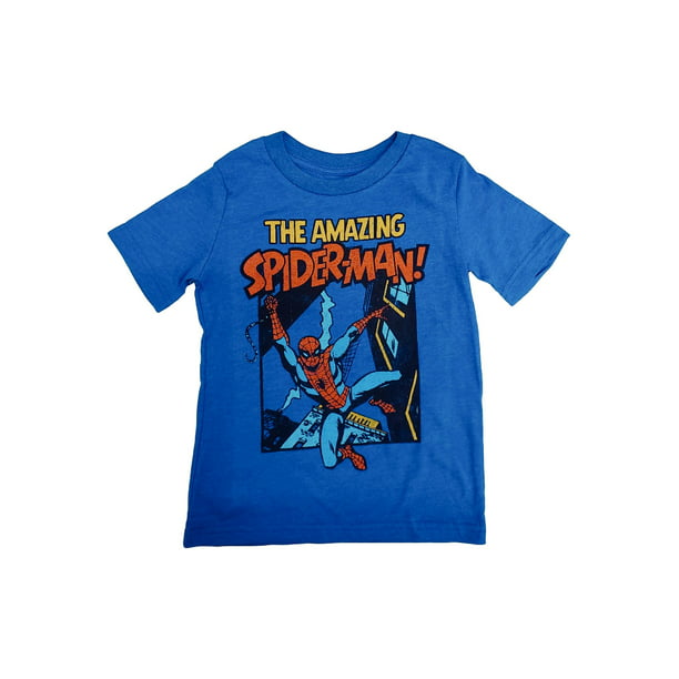 Amazing Spider-Man Boys Blue Short Sleeve Spider Man Tee Shirt T-Shirt ...