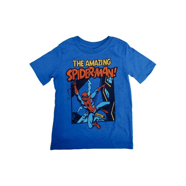 Amazing SpiderMan Boys Blue Short Sleeve Spider Man Tee Shirt TShirt