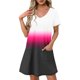 thumbnail image 1 of Vestido Corto de Verano Moda Gradiente Corto de Manga en V Cuello Vestido Casual, Poliéster Ligero de Verano, Lavado de Manos, 1 of 9