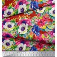 thumbnail image 2 of Soimoi Rayon Tissu Feuilles, Lotus & Anémone Tissu Imprimé Floral par la Cour 56 Pouces de Large, 2 of 3