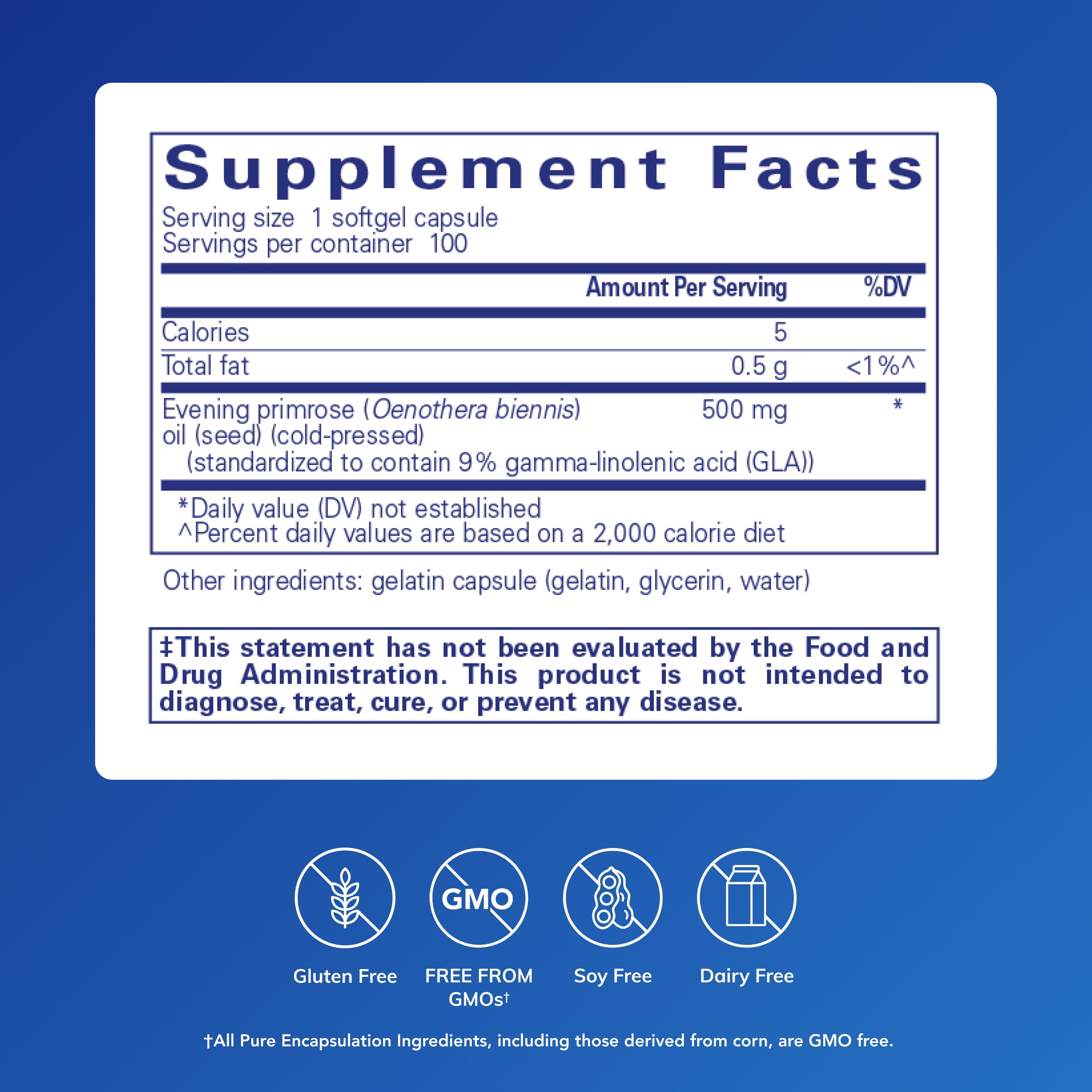 Pure Encapsulations E.P.O. (Evening Primrose Oil) | Hypoallergenic Dietary Supplement Containing 9% GLA | 100 Softgel Capsules