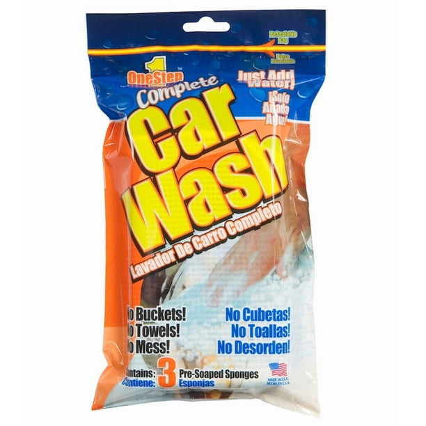 One Step Car Wash PreSoaped Sponges with Mesh Mitt for Removing Road