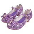thumbnail image 4 of Quealent Girls Dress Shoes Kids Toddler Heels Pumps Flower Girl Mary Jane School Wedding Party Princess Shoes Purple for Size 12, 4 of 4