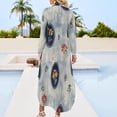 thumbnail image 2 of Floral Blue Textile Pattern Design Shirt Dress Long Sleeve Street Fashion V Neck Oversized Casual Dress Women Evening Dress, 2 of 7