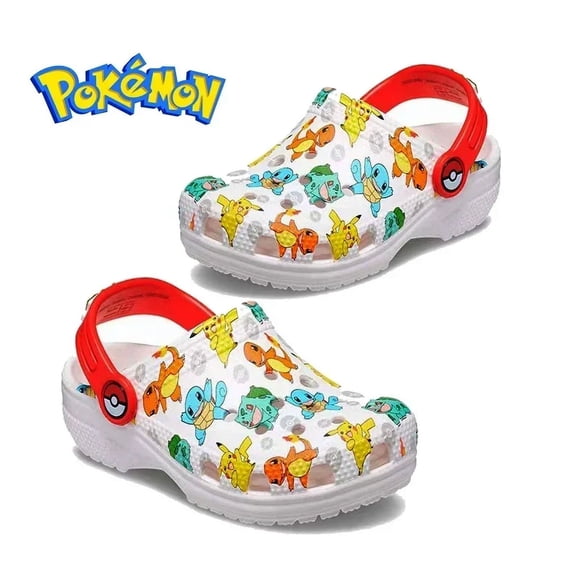 Bandai Kawaii Pokemon Hole Sandals Pikachu Squirtle Charmander Eva Slippers Anime-Style Beach Home Shoes Summer Gifts For Kids FWZ