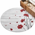 thumbnail image 2 of Round Area Rugs 7Ft, Red Poppy Flowers Non-Slip Washable Circle Rugs Carpet, Spring Modern Abstract Floral Wood Indoor Outdoor Rug Floor Mats Throw Runner for Bedroom Living Room Bathroom, 2 of 8