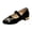 Black, variant on Women's Suede Strap Low Chunky Heel Pumps Retro Comfortable Square Closed Toe Buckle Block Heel Dress Shoes for Work Wedding Party