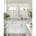 thumbnail image 5 of Dandelion Retro Leaves Kitchen Curtains Swag Valance and Tier Curtains Set 24 Inch Length, Farmhouse Botanical Watercolor Rod Pocket Drape Panels Pair Swag Curtain for Bathroom/Cafe/Window, 5 of 6