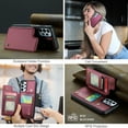 thumbnail image 3 of Feishell for Samsung Galaxy A53 5G Case with Card Holder, Wallet Case for Women Men with RFID Blocking, Durable PU Leather Kickstand Magnetic Clasp Shockproof Phone Case,Winered, 3 of 9