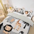 thumbnail image 2 of Castle Fairy Cute Safari Giraffe Zebra Lion Elephant Duvet Cover Queen,Cute Palm Tree Polka Dots Queen Bedding,Gray Beige White,Grey Reversible,3-Piece,No Comforter,1 Duvet Cover and 2 Pillowcases, 2 of 6