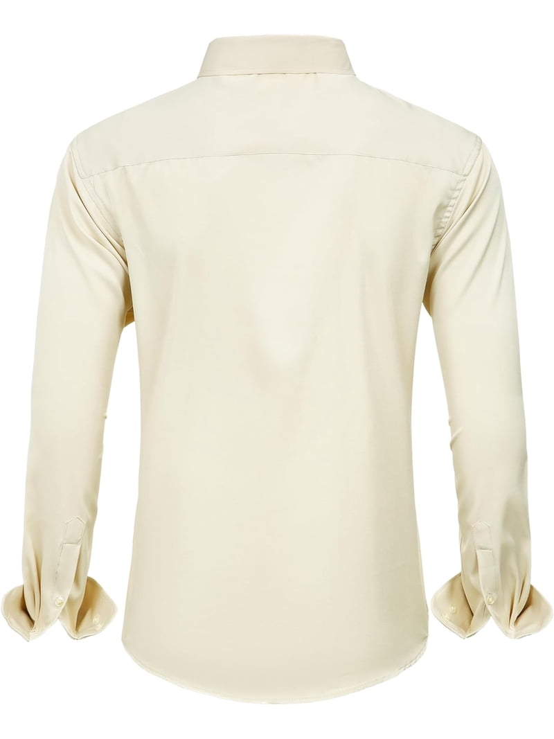 men's long sleeve dress shirts walmart Men's Dress Shirts Solid Long Sleeve Stretch Wrinkle-Free Formal Shirt  Business Casual Button Down Shirts