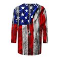 thumbnail image 5 of Moxiu Chemise Rouge Blanche Bleue pour Femmes T-Shirts du 4 Juillet Manches 3/4 Col Ras du Cou T-Shirt Imprimé Drapeau Américain USA T-Shirt Patriotique 2025 Bleu, TG, 5 of 5