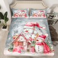 thumbnail image 2 of Feelyou Snowman Twin Sheet Sets for Kids, Christmas Cartoon Cabin Twin Fitted Sheet, Western Festival Flat Sheet, Lightweight Room Decor, 3pcs, 2 of 7