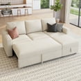 thumbnail image 3 of HONBAY 79" Reversible 3 Seat Beige Compact L Shaped Sectional Sleeper Sofa with Pull Out Bed and Storage, Breathable Linen, 3 of 9