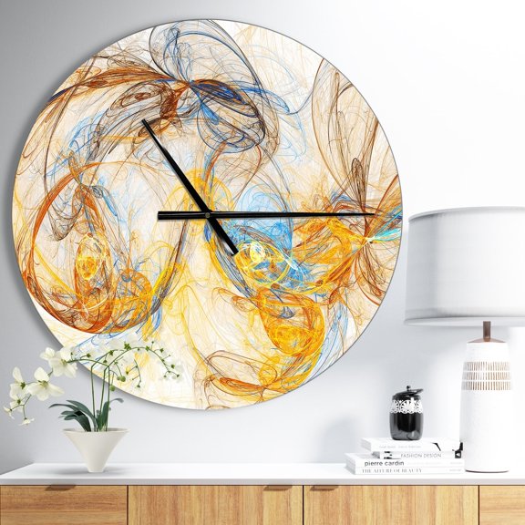 Designart 'Billowing Smoke Yellow' Metal Wall Clock
